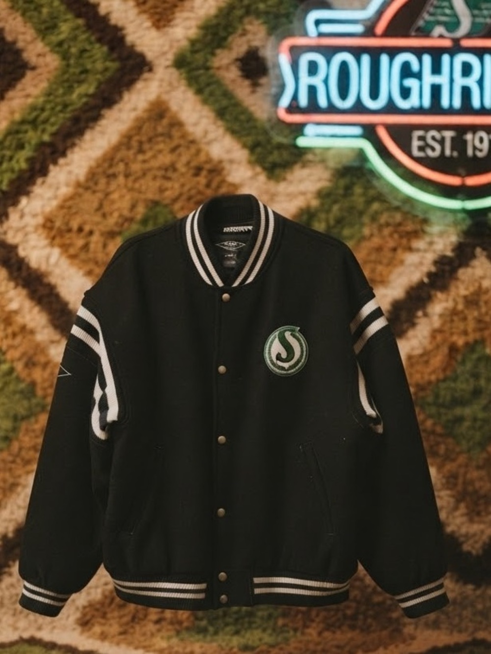 Vtg RbK Reebok Roger Edwards Saskatchewan Roughriders Varsity Jacket L